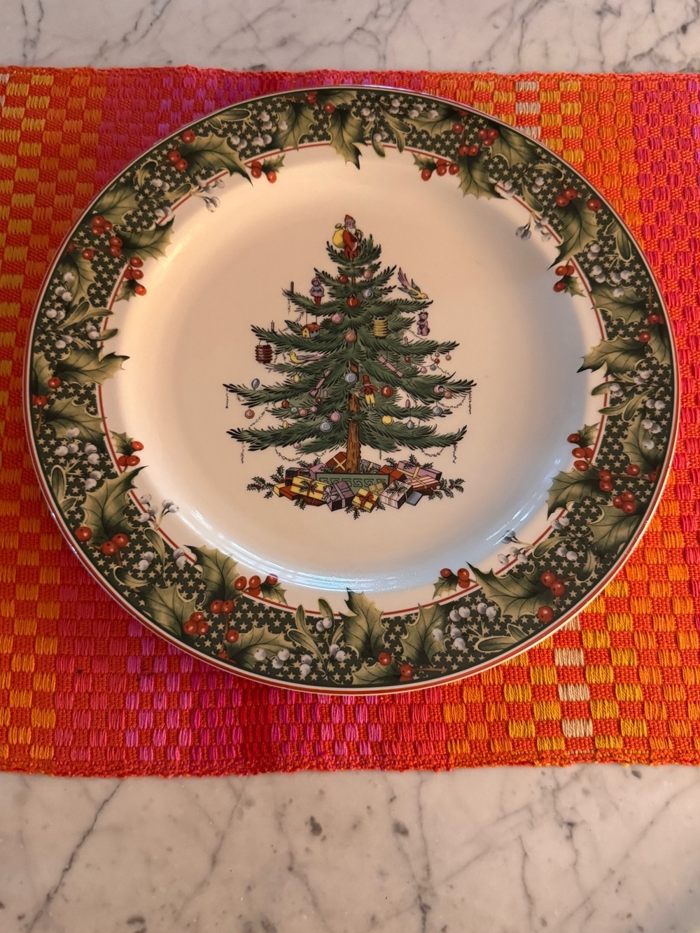Spode Christmas tree star border serving plate, nwt
